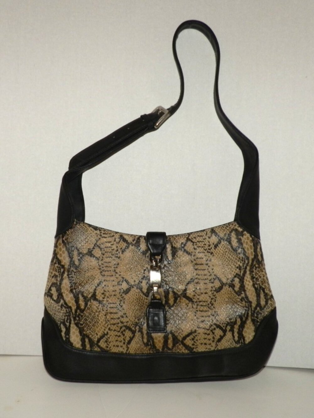 Giani Bernini Tan Snake Print Leather Shoulder Bag